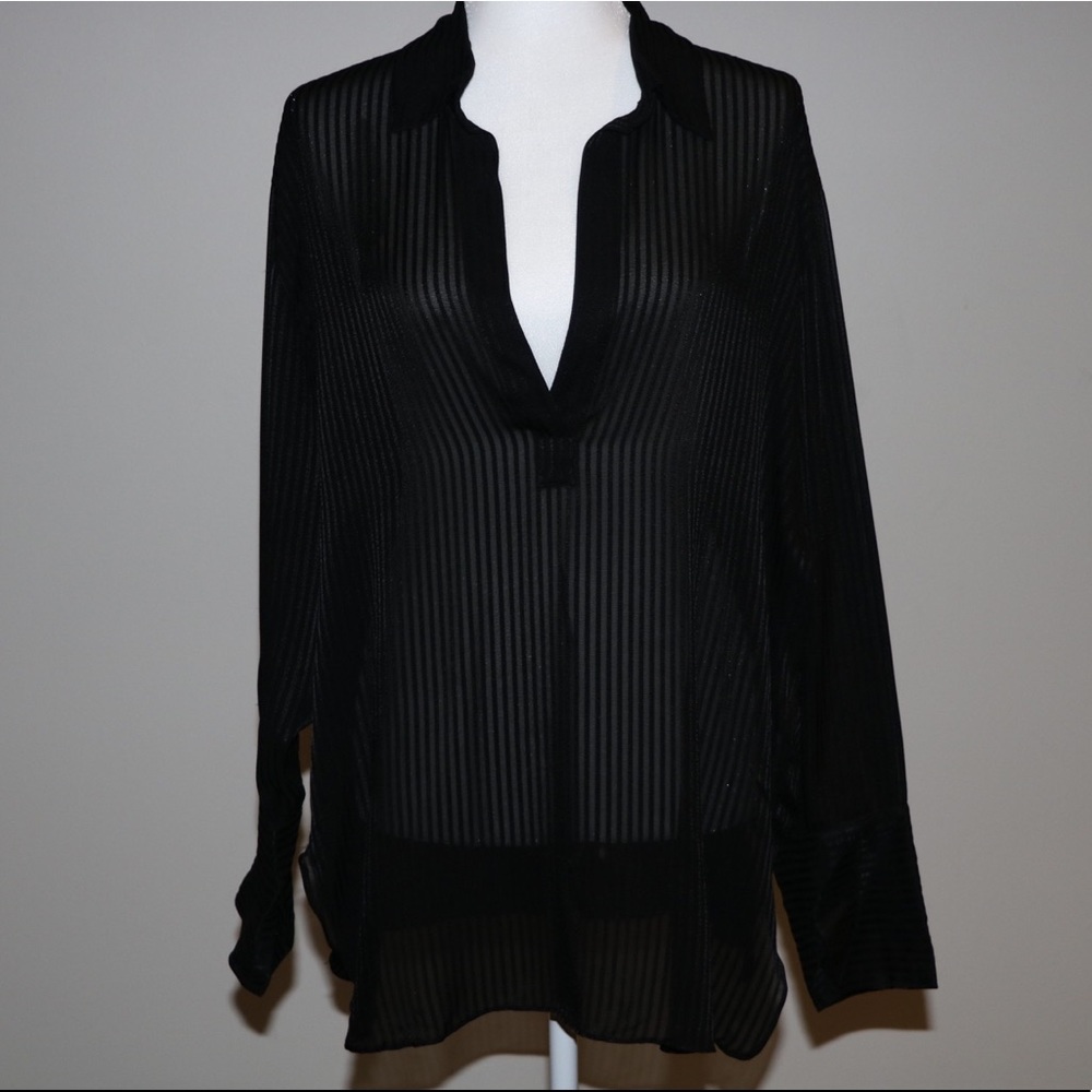 Black see through blouse